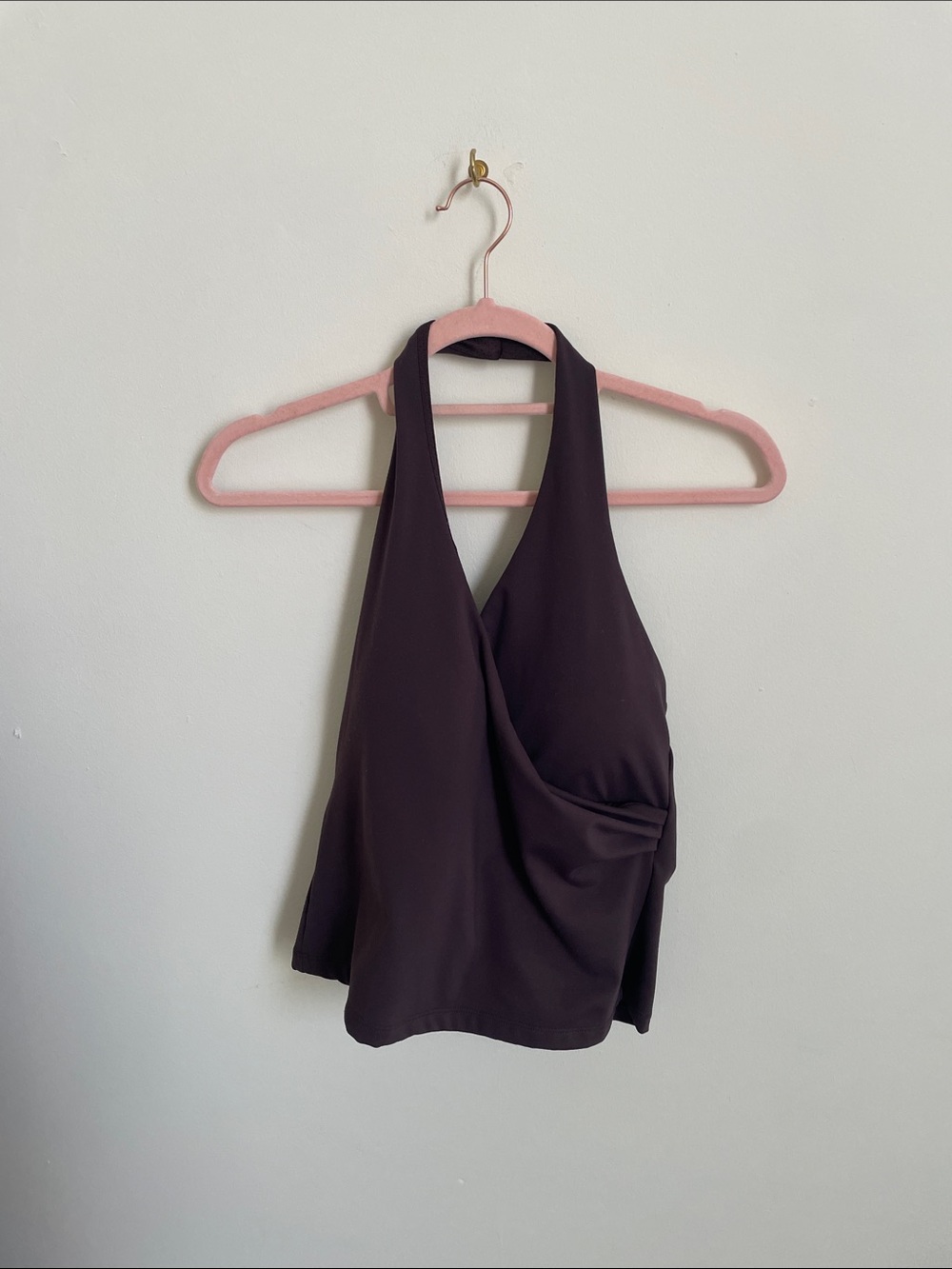 Sleeveless Brown Halter Wrap Camisole
